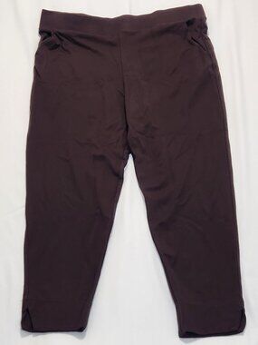 Hue Womens Plus Size 2X Pull On Cropped Pants Capris – Espresso Brown